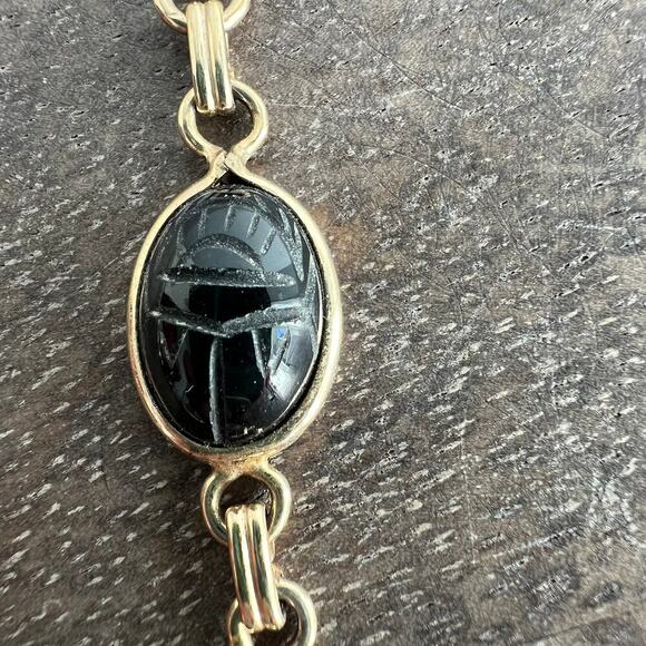 XiXi handmade multicolor stone station necklace on gold tone chain - Picture 7 of 11